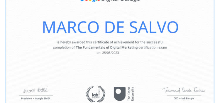 Certificato Google Digital Garage